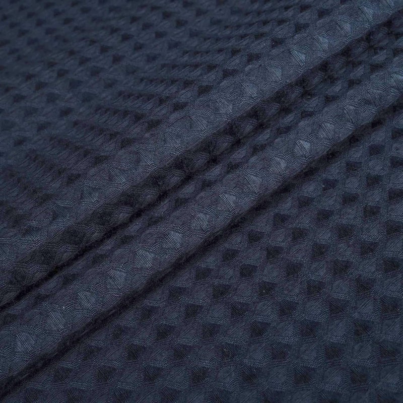 River Dream Navy Blue Fabric Shower Curtain Set, Cotton Blend, Waffle Weave, with Snap in Replacement Linerï¼Œ71 x 74 inches - Image 3